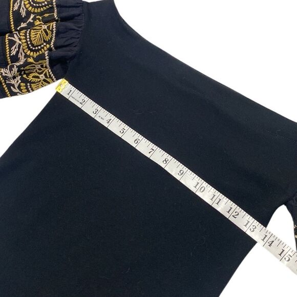 FREE PEOPLE ‘Rock With It’ Puff-Sleeve Embroidered Boho Festival Knit Top - Picture 6 of 10